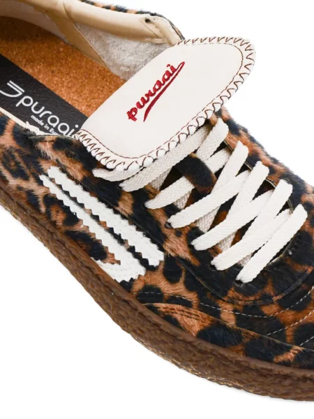 Sneakerși Puraai cu imagine cu model leopard maro