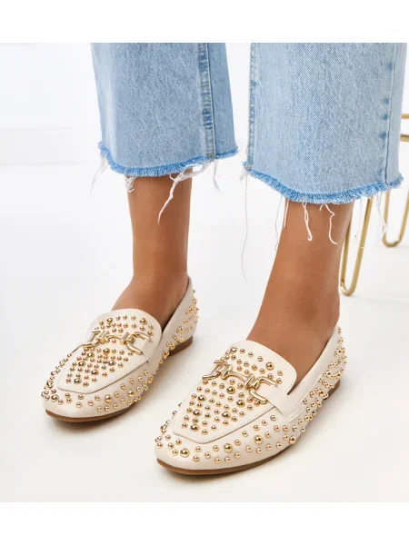Mokasíny D/ceo se cvočky béžové