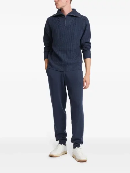 Pantaloni Yves Salomon tricotate albastru