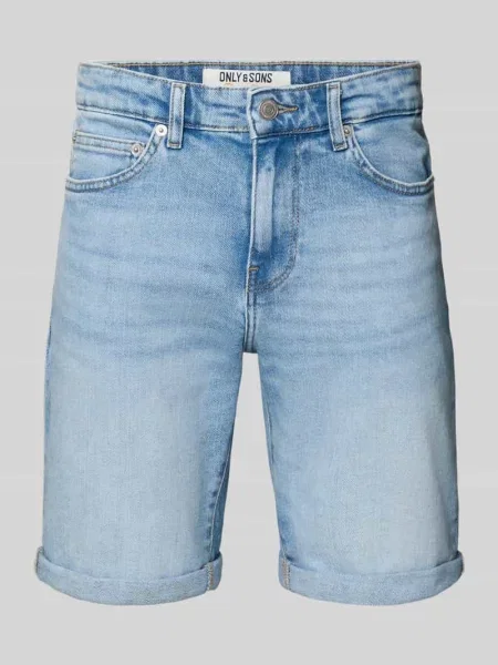 Szorty jeansowe o kroju regular fit z mieszanki bawełny model Only & Sons niebieskie