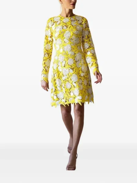 Rochie mini Lela Rose din dantelă de costum galben