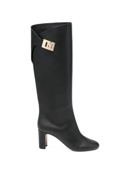 Botine Ferragamo din piele cu cataramă negru