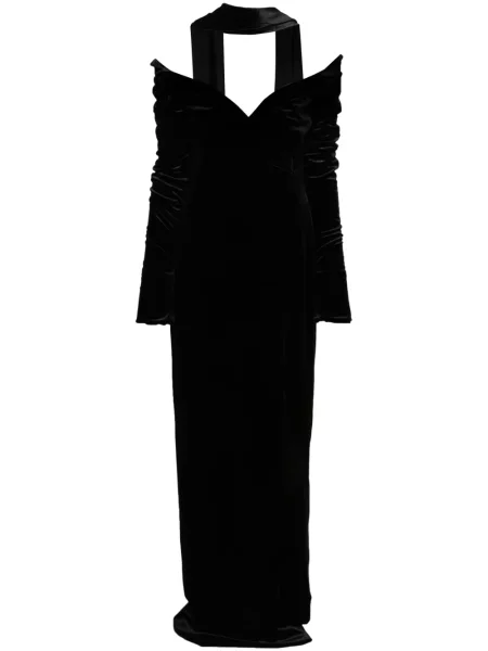 Rochie maxi Saiid Kobeisy de catifea lungă de costum negru