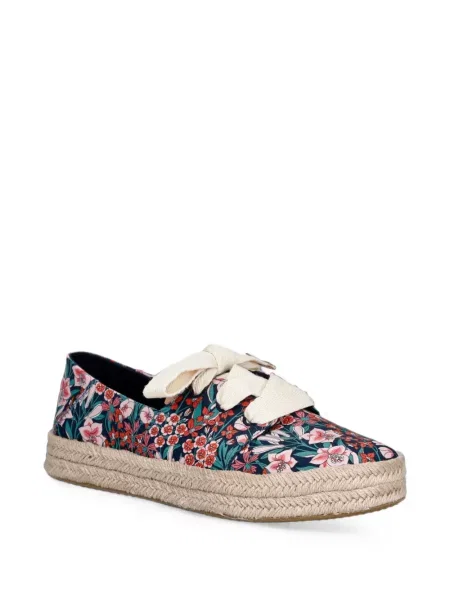 Gėlėtos raštuotos espadrilės Toms su platforma mėlyna