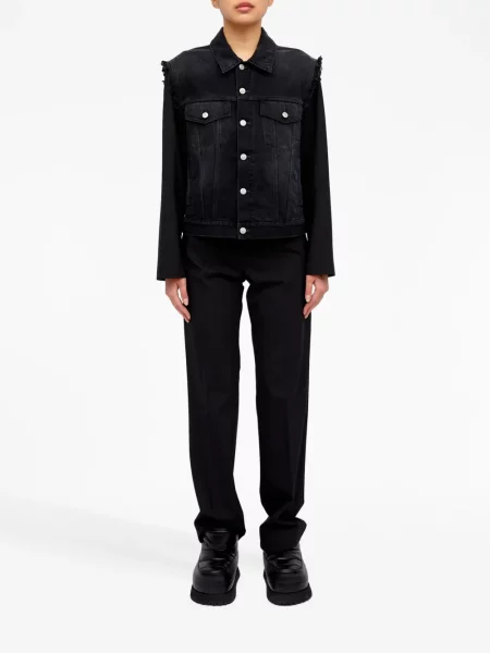 Kurtka jeansowa Mm6 Maison Margiela z dziurami czarna