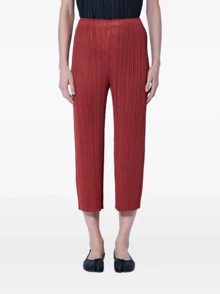 Oříznuté kalhoty Pleats Please Issey Miyake červené
