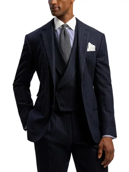 Vlněný oblek Ralph Lauren Purple Label modrý