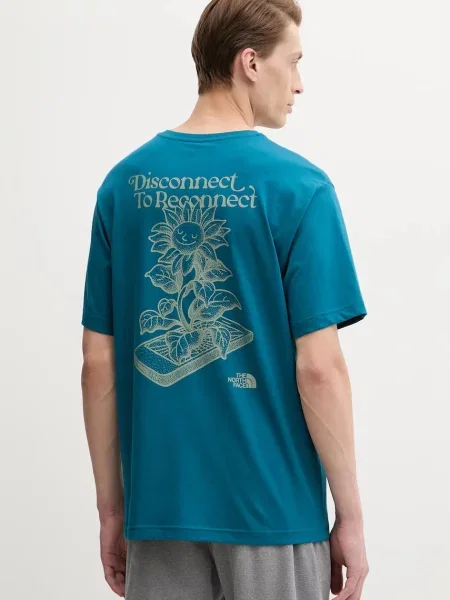 Тениска The North Face Connect Relaxed тюркоазено с принт