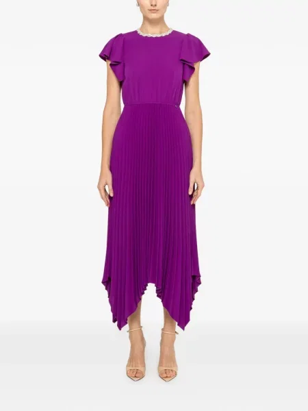 Rochie Nissa plisată de cristal de costum violet