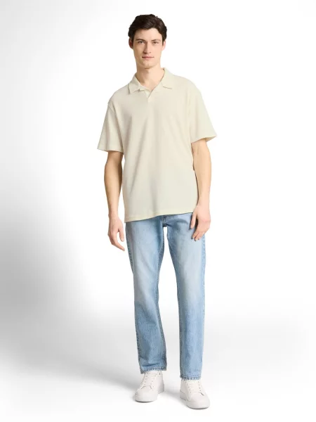 Tom Tailor Denim koszulka polo Mężczyźni wypukły wzór tkaniny S biały
