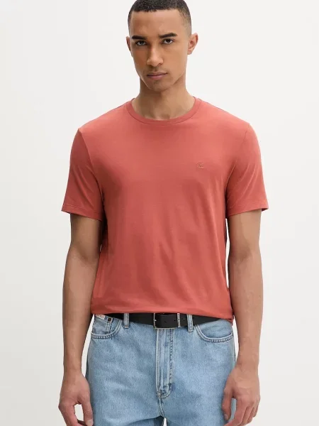 Calvin Klein t-shirt ανδρικό με ελαστάν πορτοκαλί