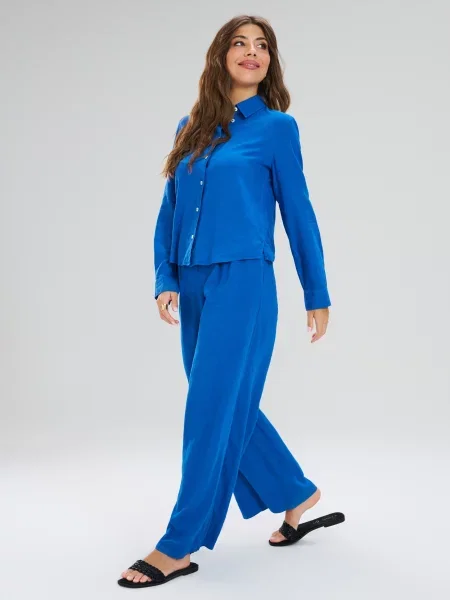 Штани wide leg синій