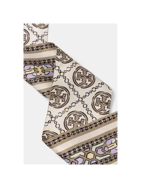 Tory Burch apaszka jedwabna beżowa