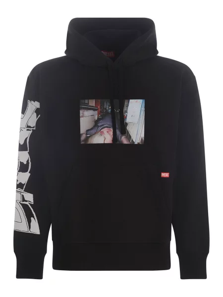 Hoodie Diesel s kapuco črna