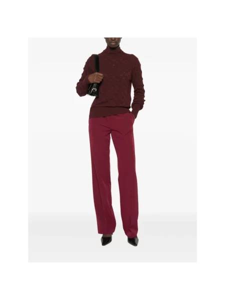 Lniany sweter z golfem Ermanno Scervino czerwony