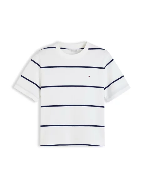 TOMMY HILFIGER Tricou BOXY INTERLOCK negru alb