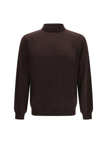 Sweter z golfem Lardini wełniany brązowy