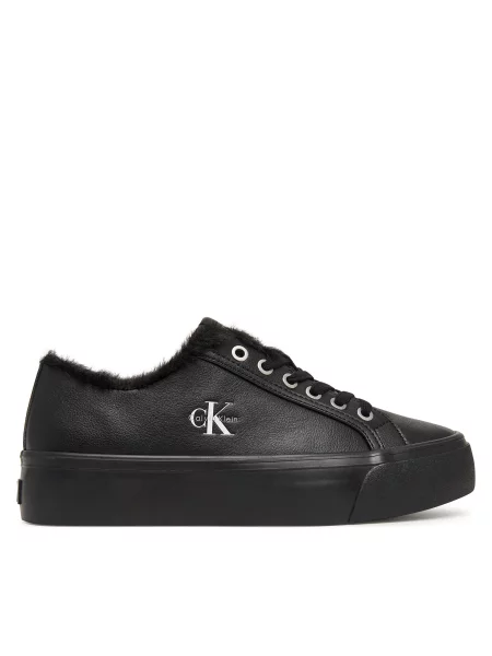 Superge Calvin Klein Vulc Flatf Laceup Lth Fur črna
