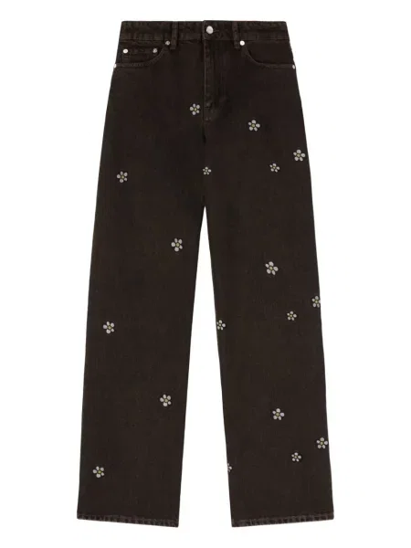 Blugi Ganni cu model floral cu imagine negru