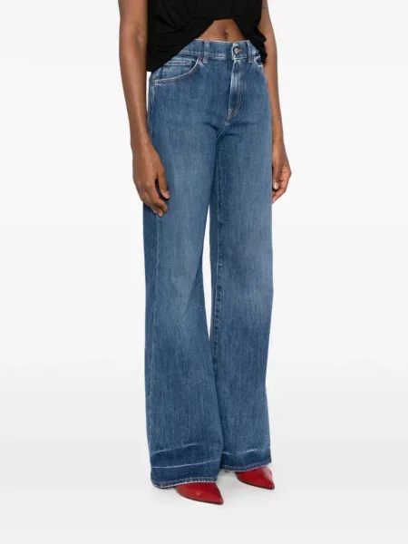 Szerokie jeansy Dondup z bursztynem niebieskie