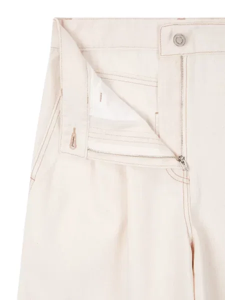 Plisirane kratke traper hlače Studio Tomboy bijela