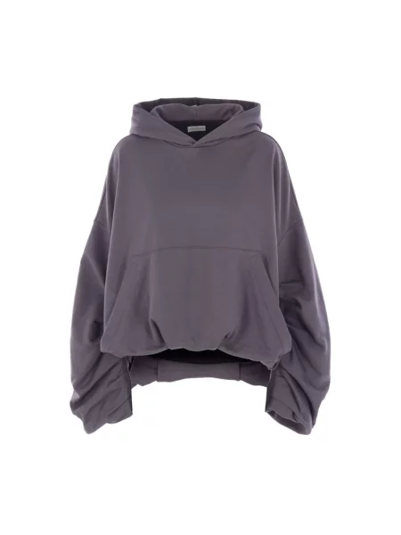 Jedwabna bluza z kapturem Dries Van Noten z kapturem szara