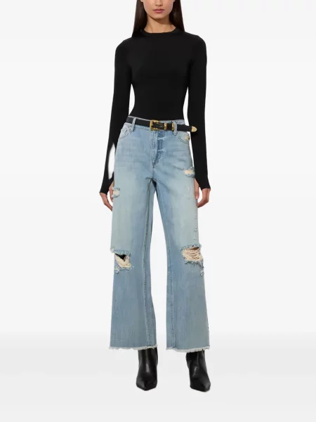 Jeansy Alice + Olivia z przetarciami niebieskie