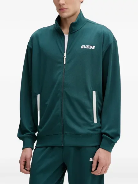 Hanorac cu fermoar Guess cu imagine verde