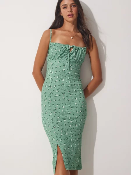 Happiness İstanbul Rochie de vară turcoaz / verde închis / negru alb