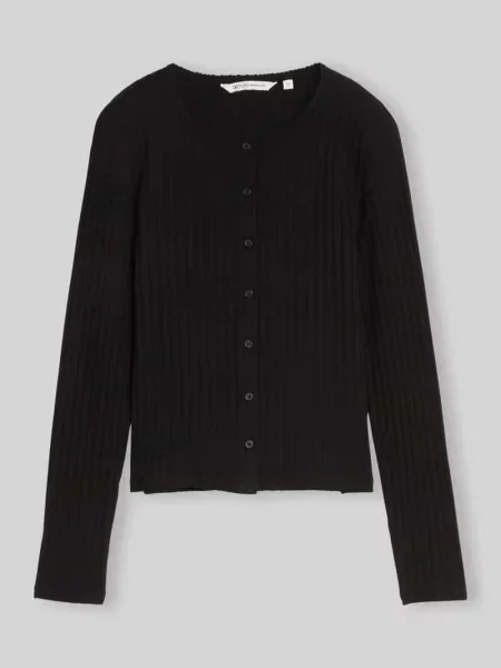 Kardigan rozpinany o kroju slim fit z mieszanki bawełny Tom Tailor Denim czarny