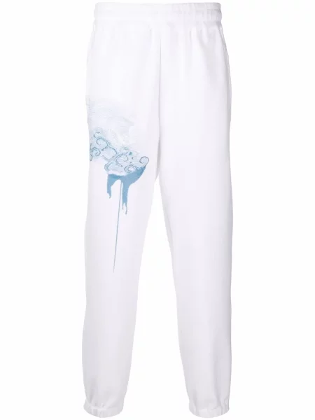 Pantaloni Ttswtrs cu imagine cu imprimeu abstract alb