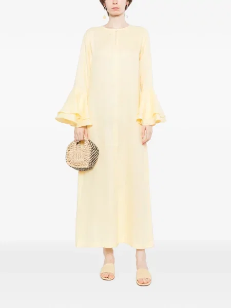 Rochie Bambah de in cu volane galben