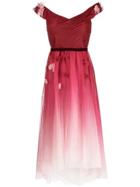 Sukienka Marchesa Notte w kwiatki czerwona