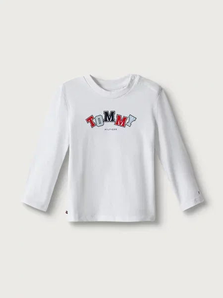 Tommy Hilfiger majica dugih rukava za djecu od pamuka s elastanom bijela