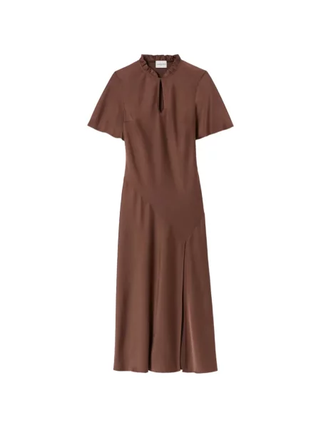 Rochie Claudie Pierlot cu volane maro