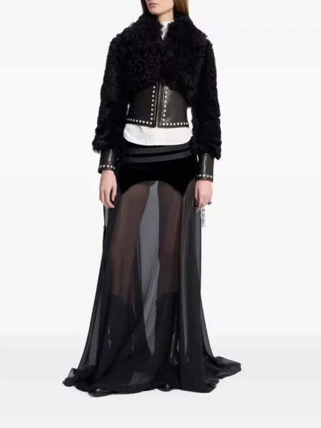 Fusta maxi Ann Demeulemeester de mătase negru