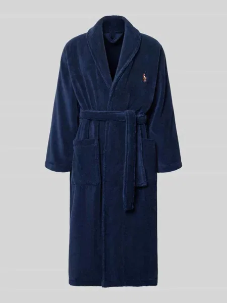 Szlafrok o kroju regular fit z czystej bawełny Polo Ralph Lauren Underwear niebieski