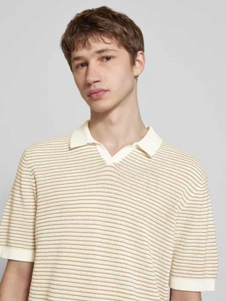 Koszulka polo z prążkowanymi wykończeniami model ‘KIAN’ Only & Sons beżowe