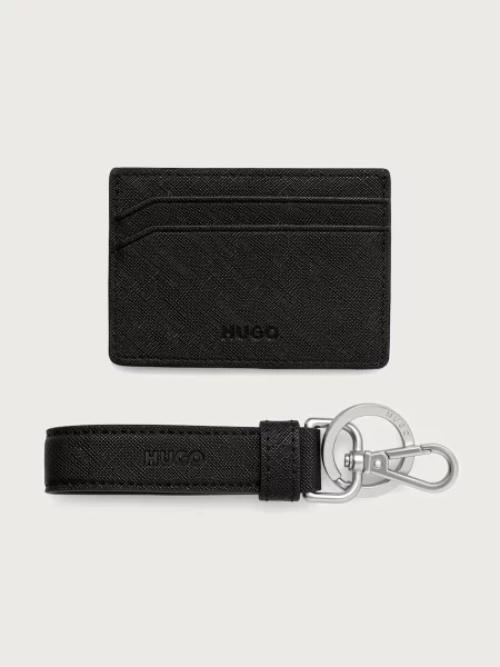 HUGO etui na karty i brelok GBHM_KeyChain&C.Case czarny