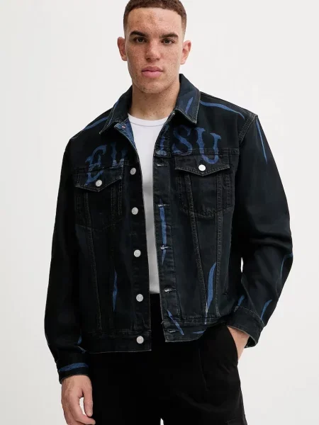 Rifľová bunda Evisu Daicock Print čierna
