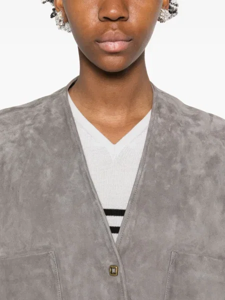 Geacă Forte_forte din piele de căprioară gri