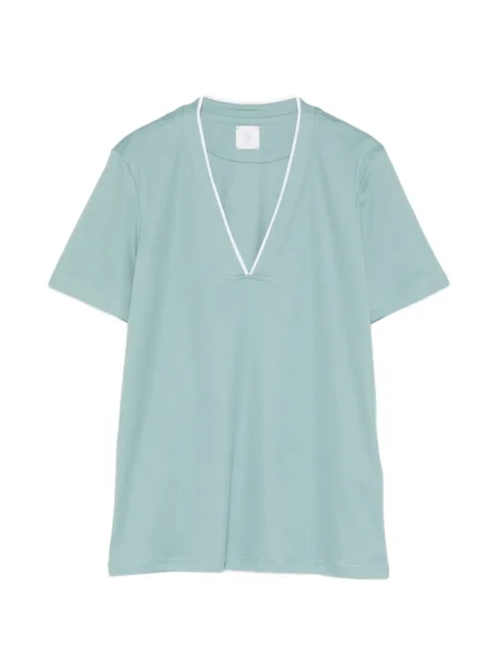 Koszulka Eleventy z dekoltem w serek zielona