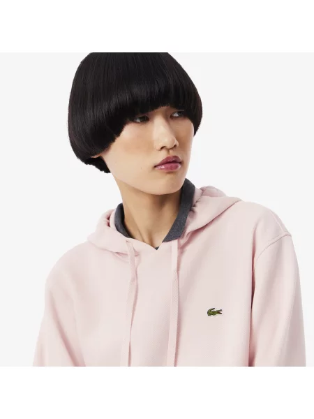 Lacoste Bluza Z Kapturem Relaxed Fit różowa