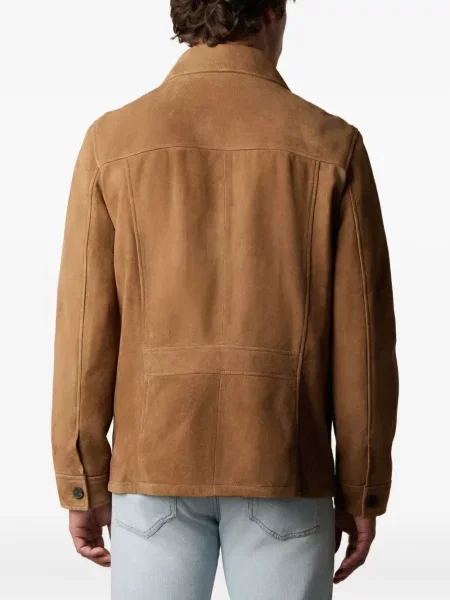 Geacă Brooks Brothers din piele de căprioară maro