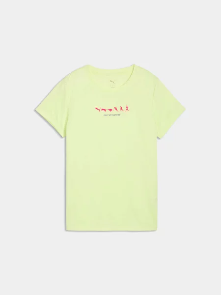 Спортивна футболка PUMA W Run Slogan Graphic Tee комбінований верх зелений