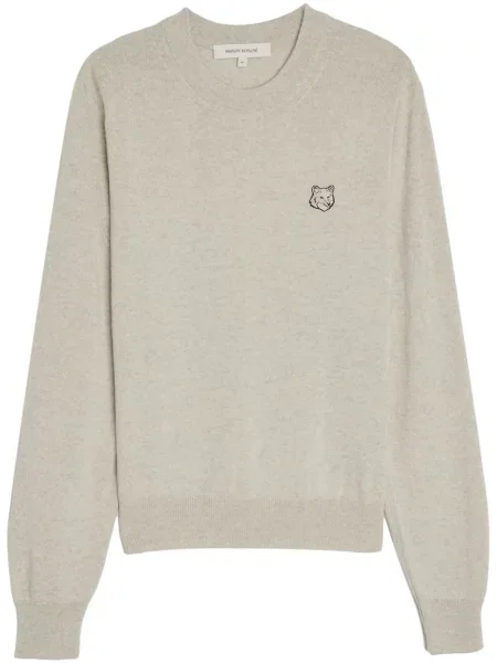 Pulover Maison Kitsune cu broderie din lână merinos