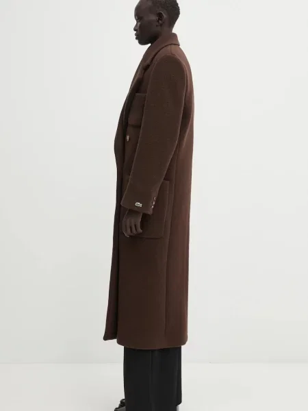 Lacoste palton de lână maro