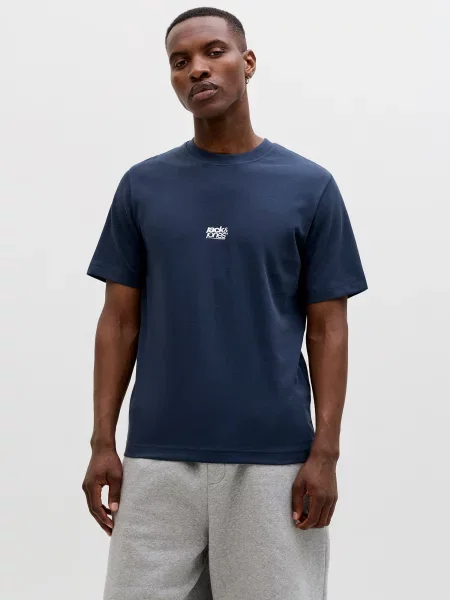 JACK & JONES Tričko JCOBREEZE tmavomodrá / pastelovo žltá / sivá čierna