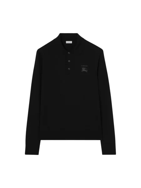 Koszulka polo Burberry wełniana czarna