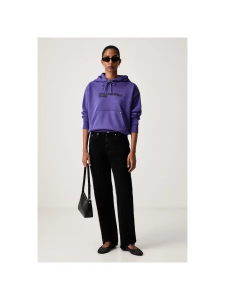 Bluza z kapturem Karl Lagerfeld z logo fioletowa